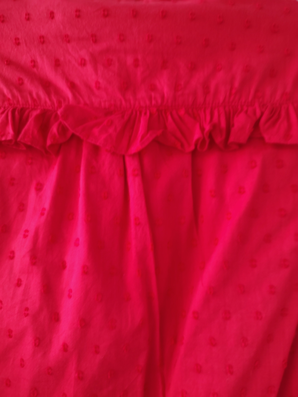 Women’s Red Ruffle Button-Front Blouse - Picture 7 of 7
